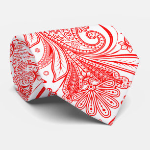 Elegant Red Paisley på vit utbytbar bakgrund Slips