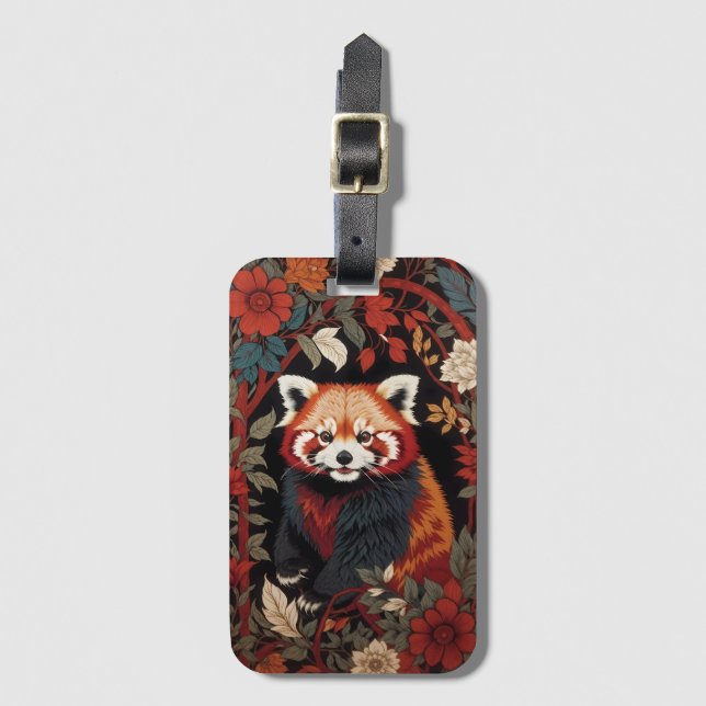 Elegant Red Panda William Morris Inspired Blommigt Bagagebricka (Framsida vertikal)