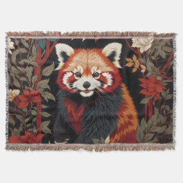 Elegant Red Panda William Morris Inspired Blommigt Filt