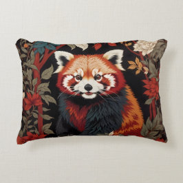 Elegant Red Panda William Morris Inspired Blommigt Prydnadskudde