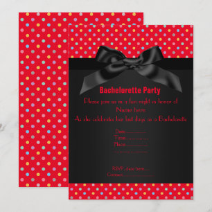 ELEGANT Red Pastel SPOT BACHELORETTE Inbjudningar
