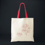 Elegant Red Peony Flower Bröllop Välkommen Tygkasse<br><div class="desc">En röd peonlinje teckning gör en elegant påstående för bröllop. Du kan anpassa din information och ändra färg till kostym till din händelse.</div>