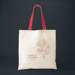 Elegant Red Peony Flower Bröllop Välkommen Tygkasse<br><div class="desc">En röd peonlinje teckning gör en elegant påstående för bröllop. Du kan anpassa din information och ändra färg till kostym till din händelse.</div>