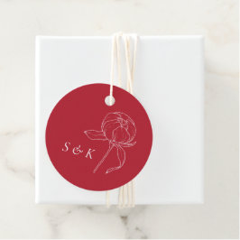 Elegant Red Peony Monogram Bröllop Gåvor Etiketter