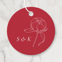 Elegant Red Peony Monogram Bröllop Gåvor Etiketter