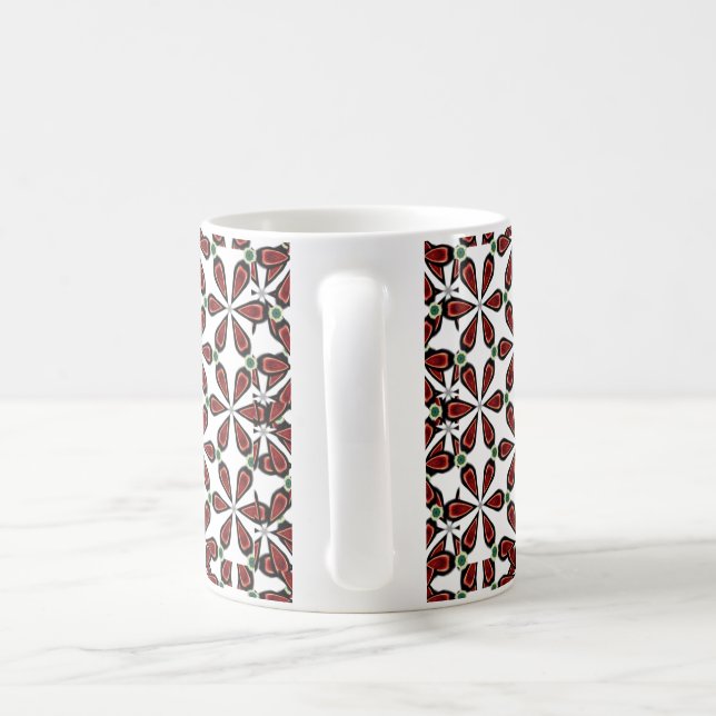 Elegant Red Petal Mönster på Black | Modern Blommi Kaffemugg (Handtag)