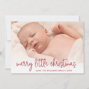 Elegant Red Photo Helgdag Birth Notice Julkort