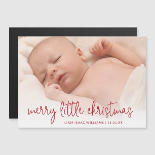 Elegant Red Photo Helgdag Birth Notice Magnetisk Inbjudningskort