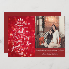 Elegant Red Photo jul-gratulationskort Inbjudningar