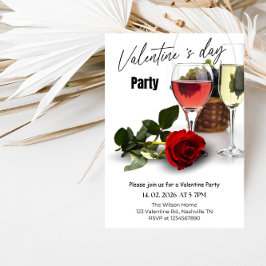 Elegant Red & Pink Valentine Party Inbjudningar
