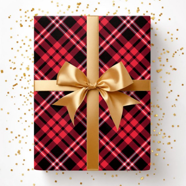 Elegant Red Plaid Pattern Presentpapper (Elegant Red Plaid Pattern Wrapping Paper)