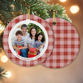Elegant Red Play-familjens julfoto Ornament