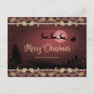 Elegant Red Play Holly God jul Botanical Helg Vykort