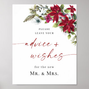 Elegant Red Poinsettia Advice & Önskemål Bröllop Poster