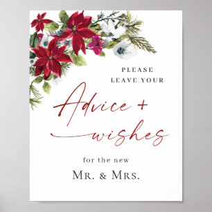 Elegant Red Poinsettia Advice & Önskemål Bröllop Poster