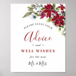 Elegant Red Poinsettia Advice & Önskemål Bröllop Poster