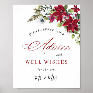 Elegant Red Poinsettia Advice & Önskemål Bröllop Poster