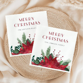 Elegant Red Poinsettia God jul Pappersservett