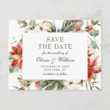 Elegant Red Poinsettia Gräs Bröllop spara datum