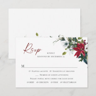Elegant Red Poinsettia jul Bröllop OSA Kort