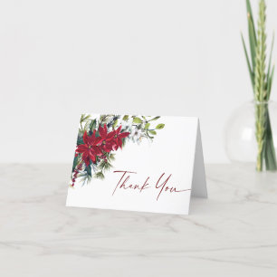 Elegant Red Poinsettia jul Bröllop Winter Tack Kort