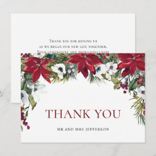 Elegant Red Poinsettia jul Bröllop Winter Tack Kort