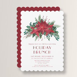 Elegant Red Poinsettia jul Brunch Inbjudningar
