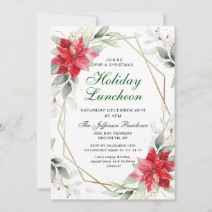 Elegant Red Poinsettia jul Helgdag Luncheon Inbjudningar