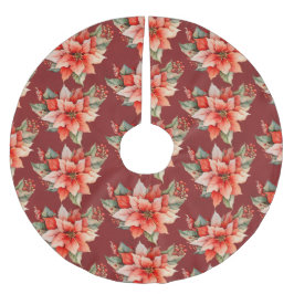 Elegant Red Poinsettia jul Julgransmatta Borstad Polyester