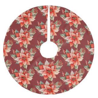 Elegant Red Poinsettia jul Julgransmatta Borstad Polyester