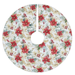 Elegant Red Poinsettia jul Julgransmatta Borstad Polyester