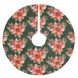 Elegant Red Poinsettia jul Julgransmatta Borstad Polyester