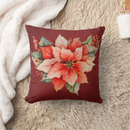 Elegant Red Poinsettia jul Kudde