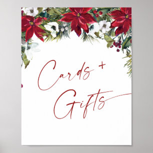 Elegant Red Poinsettia-kort och gåvor Bröllop Poster
