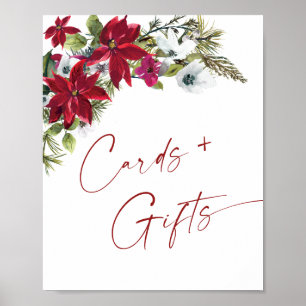 Elegant Red Poinsettia-kort och gåvor Bröllop Poster