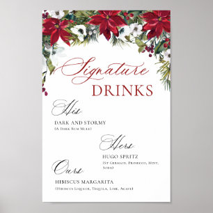 Elegant Red Poinsettia Mimosa Pub Bröllop Poster