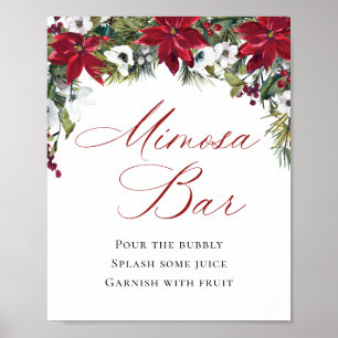Elegant Red Poinsettia Mimosa Pub Bröllop Poster