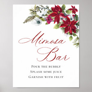 Elegant Red Poinsettia Mimosa Pub Bröllop Poster