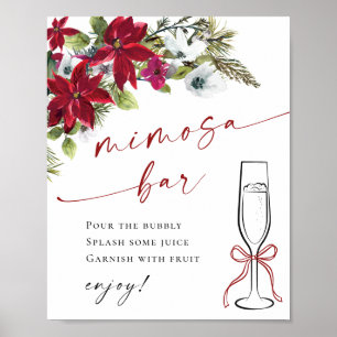 Elegant Red Poinsettia Mimosa Pub Bröllop Poster