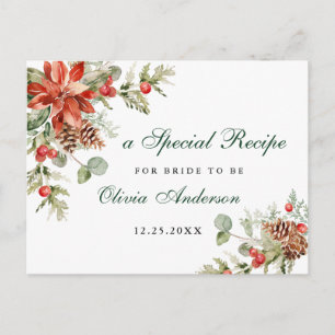 Elegant Red Poinsettia Möhippa Recept Card Vykort