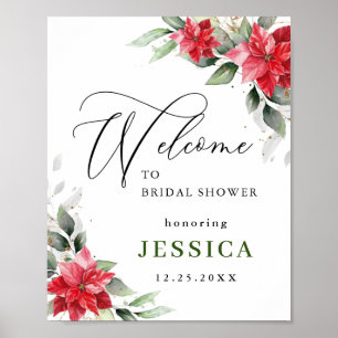 Elegant Red Poinsettia MÖHIPPA Välkommen Poster