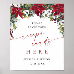 Elegant Red Poinsettia Recept Card-Möhippa Poster
