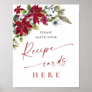 Elegant Red Poinsettia Recept Card-Möhippa Poster