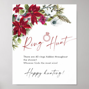 Elegant Red Poinsettia Ring Hunt Möhippa Poster