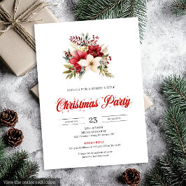 Elegant Red Poinsettia Script Font Christmas  Inbjudningar