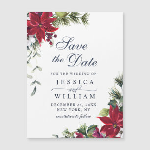 Elegant Red Poinsettia Spara datum Magnetic Card