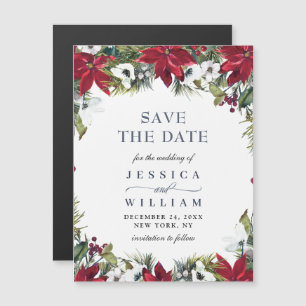 Elegant Red Poinsettia Spara datum Magnetic Card