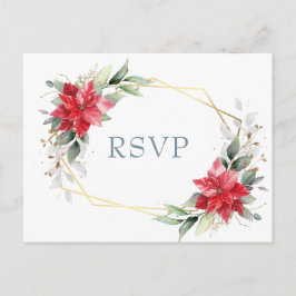 Elegant Red Poinsettia Winter Greenery OSA Vykort