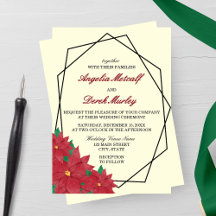 Elegant Red Poinsettia Winter Wedding bjudande