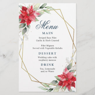 Elegant Red Poinsettia Winter Wedding Menu